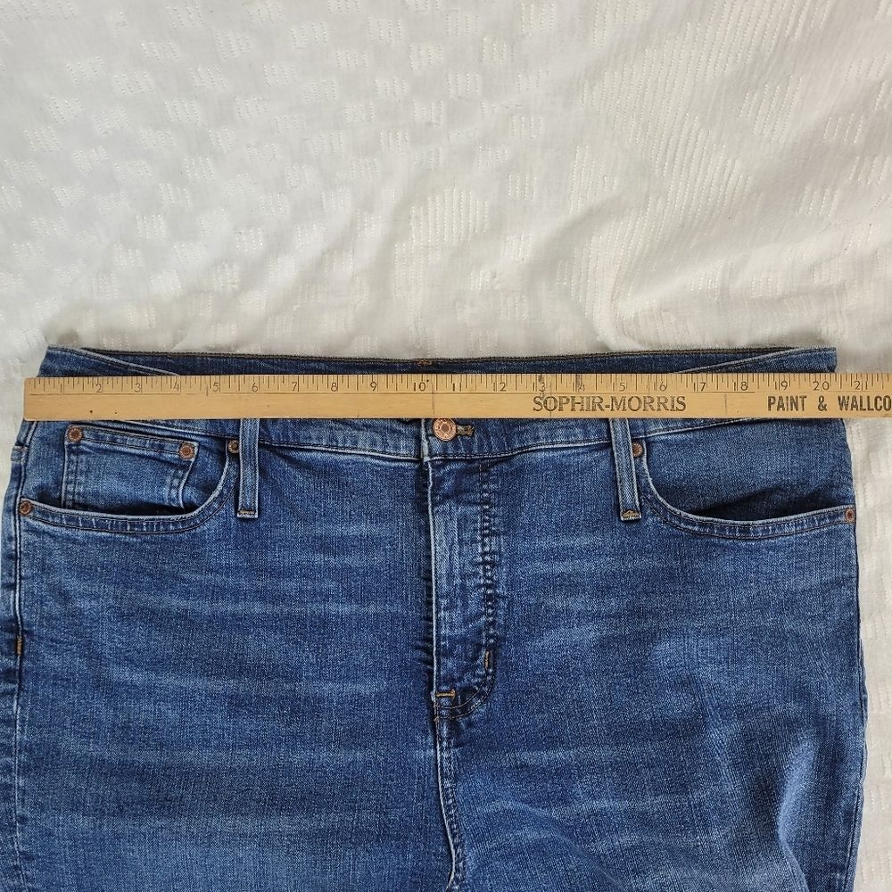 J Crew Mercantile high-rise medium wash cropped jeans raw hem size 20 2X boho - Picture 4 of 9
